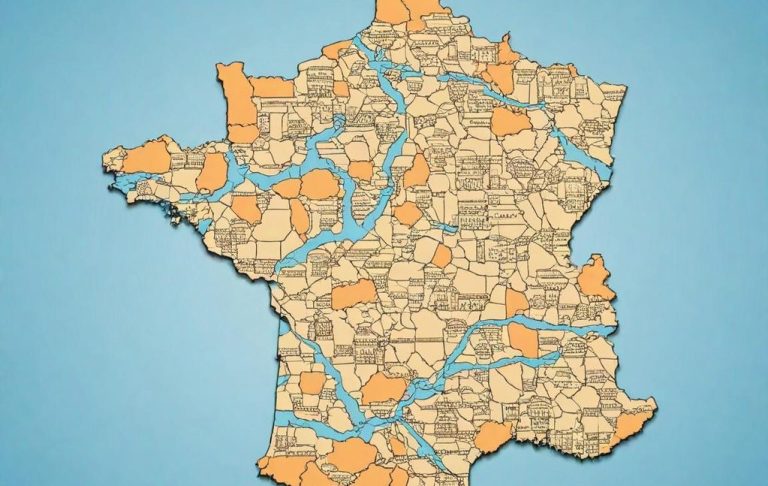 Salle de réunion moderne avec murs orange et bleu, table grise et chaises orange.