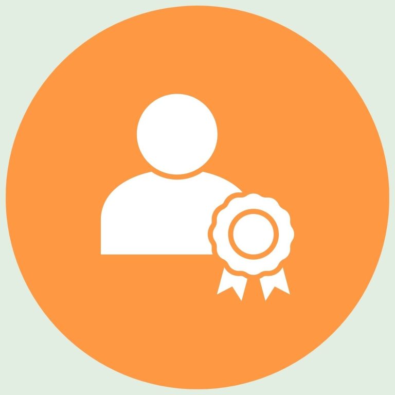 Icône représentant une silhouette humaine avec un ruban de récompense.